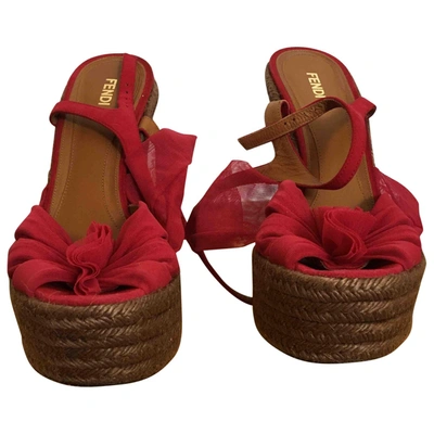 Pre-owned Fendi Red Suede Espadrilles