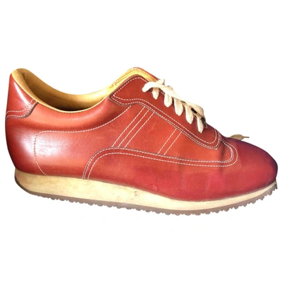 Pre-owned Santoni Leather Lace Ups In Burgundy