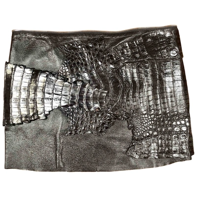 Pre-owned Saint Laurent Black Crocodile Skirt