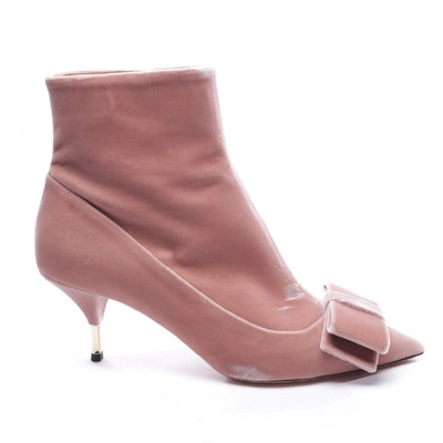 Pre-owned Rochas Velvet Ankle Boots In Pink