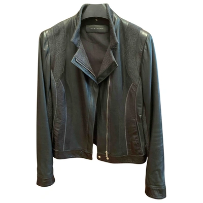 Pre-owned Elie Tahari Leather Jacket In Black