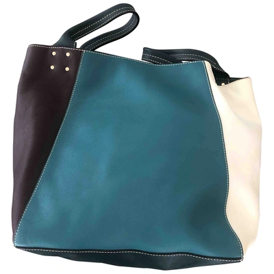 Pre-owned Trademark Leather Tote In Ecru