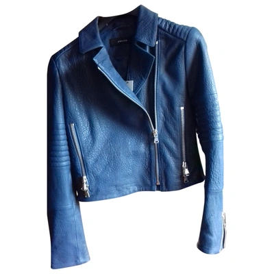 Pre-owned J Brand Leather Biker Jacket In Blue