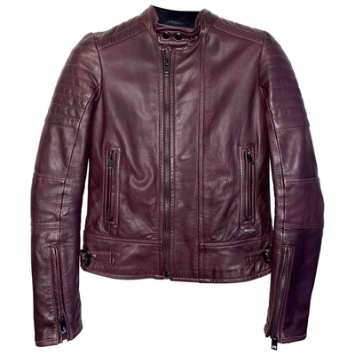 Pre-owned Diesel Leather Short Vest In Burgundy