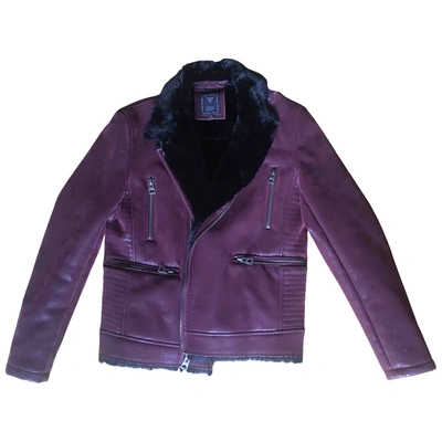 Pre-owned Guess Coat In Burgundy