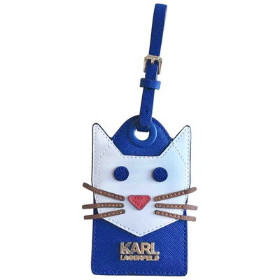 Pre-owned Karl Lagerfeld Leather Bag Charm In Blue