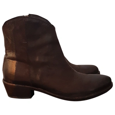 Pre-owned Seboy's Leather Western Boots In Brown