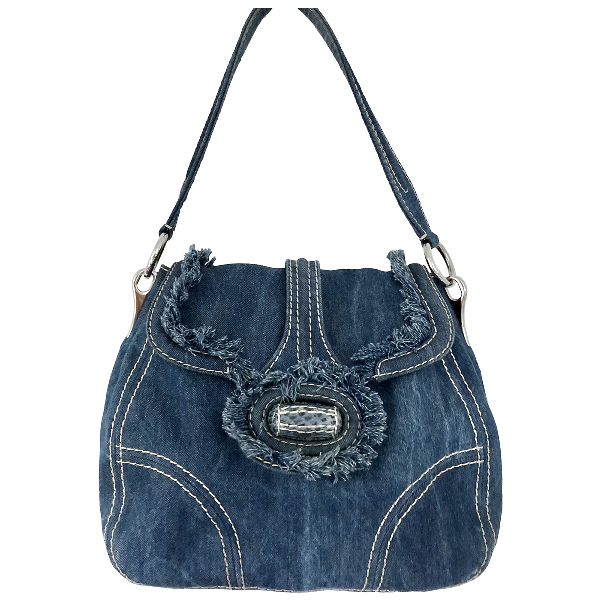 Preowned Prada Blue Denim Jeans Handbag ModeSens