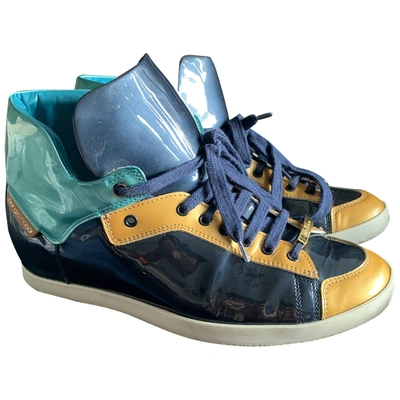 Pre-owned Sergio Rossi Patent Leather Trainers In Blue