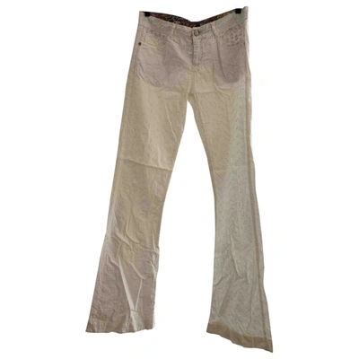 Pre-owned Pinko Straight Trousers In White