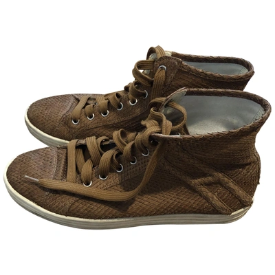 Pre-owned Hogan Leather Trainers In Camel