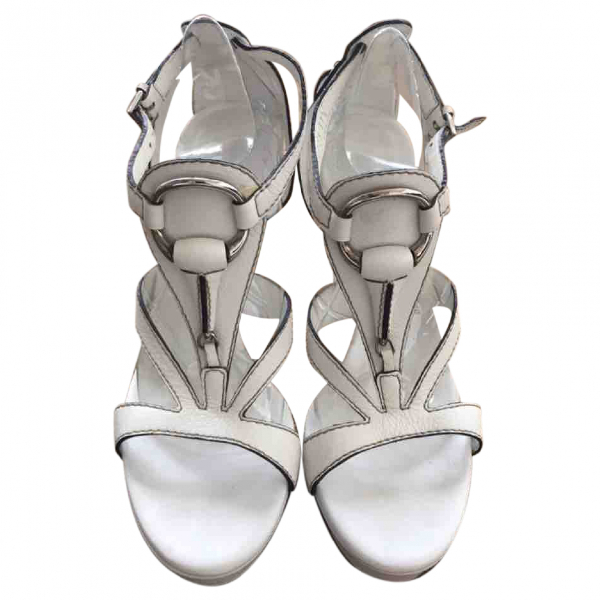 gucci white leather sandals