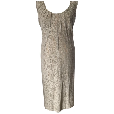 Pre-owned Dolce & Gabbana Wool Mid-length Dress In Beige