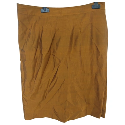 Pre-owned Max Mara Silk Mid-length Skirt In Orange