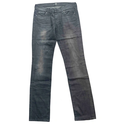 Pre-owned 7 For All Mankind Straight Jeans In Grey