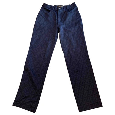 Pre-owned Fendi Straight Trousers In Blue