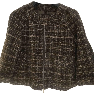 Pre-owned Bcbg Max Azria Wool Short Waistcoat In Khaki