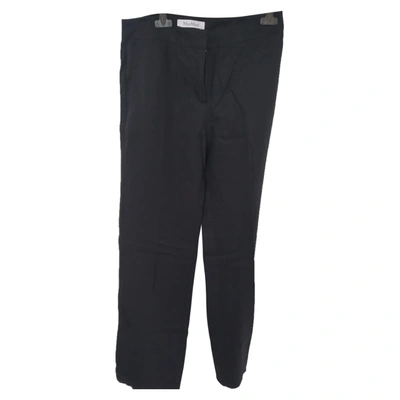 Pre-owned Max Mara Linen Large Trousers In Black