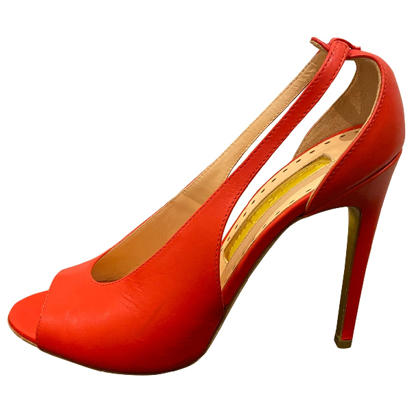 red leather stilettos
