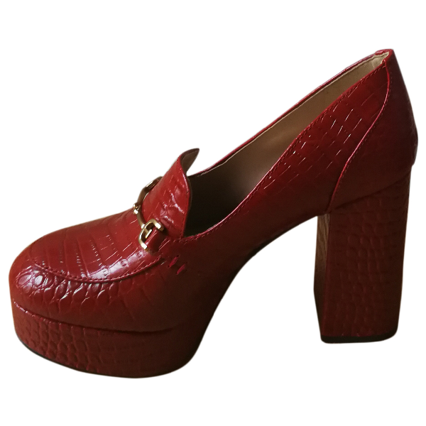 red leather stilettos