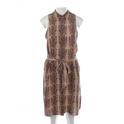 Pre-owned Equipment Silk Mid-length Dress In Brown