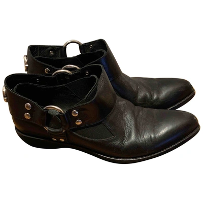 Pre-owned Ottod'ame Leather Cowboy Boots In Black