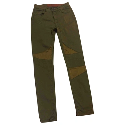 Pre-owned Pinko Slim Trousers In Green
