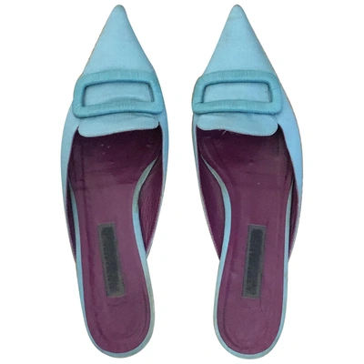 Pre-owned Alberta Ferretti Cloth Sandals In Turquoise