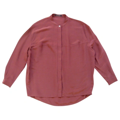 Pre-owned Allsaints Silk Shirt In Burgundy