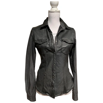 Pre-owned Pinko Leather Shirt In Black