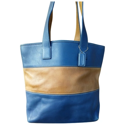 Pre-owned Coach Leather Handbag In Blue