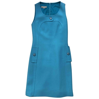 Pre-owned Michael Kors Wool Mid-length Dress In Turquoise