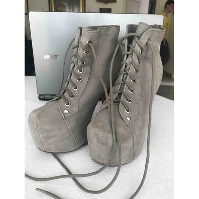 Pre-owned Jeffrey Campbell Lace Up Boots In Grey