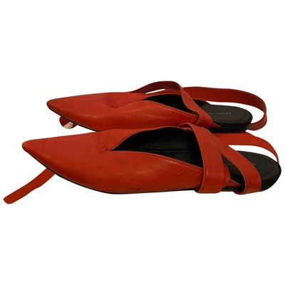 Pre-owned Celine Red Leather Ballet Flats