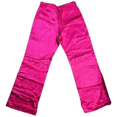 Pre-owned Blumarine Silk Straight Pants In Pink