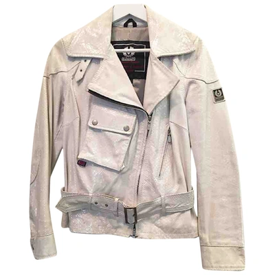 Pre-owned Belstaff Leather Biker Jacket In White