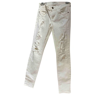 Pre-owned Current Elliott Slim Jeans In White