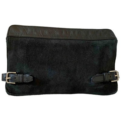 Pre-owned Maje Leather Clutch Bag In Black