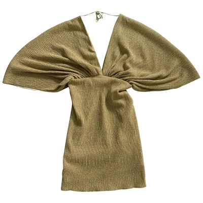 Pre-owned Rotate Birger Christensen Gold Cotton - Elasthane Dress