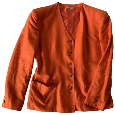 Pre-owned Versace Linen Short Waistcoat In Orange