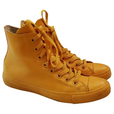 Pre-owned Converse High Trainers In Yellow