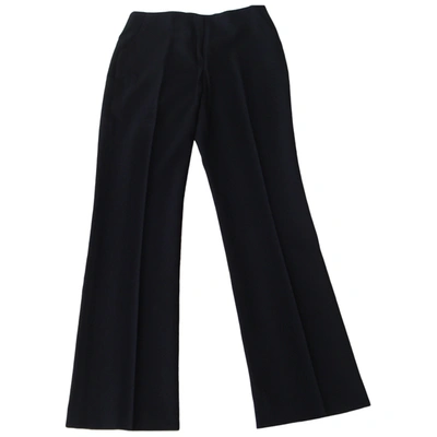 Pre-owned Tara Jarmon Wool Straight Trousers In Black