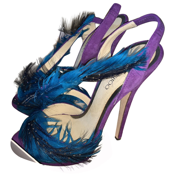 Pre-Owned Jimmy Choo Purple Suede Sandals | ModeSens