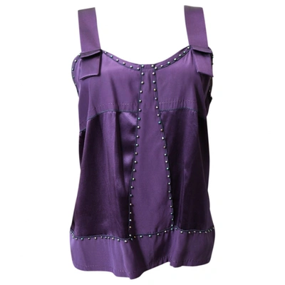 Pre-owned Diane Von Furstenberg Silk Jersey Top In Purple