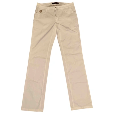 Pre-owned Trussardi Slim Jeans In White