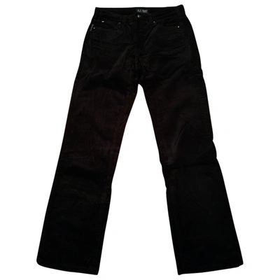 Pre-owned Armani Jeans Velvet Straight Trousers In Black