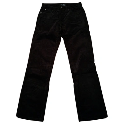 Pre-owned Armani Jeans Velvet Straight Pants In Black