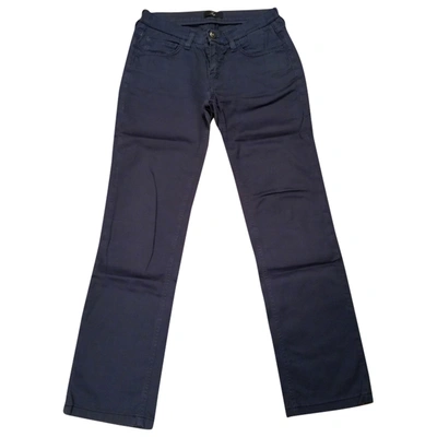 Pre-owned Fay Straight Trousers In Navy