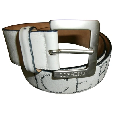 Pre-owned Iceberg Leather Belt In White