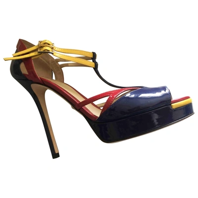 Pre-owned Fendi Patent Leather Sandals In Multicolour